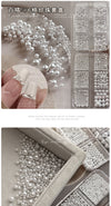 Pearl Nail Charm 3 Sizes Flat/Curved Base White Nail Decor