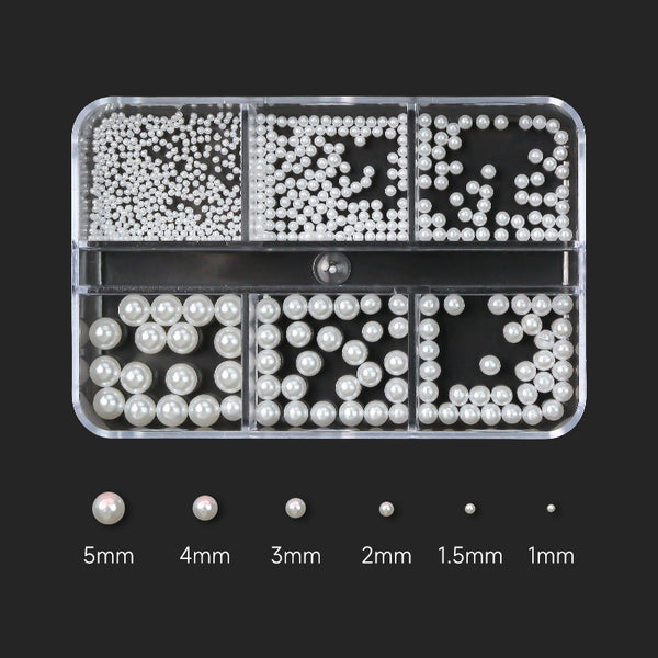 Pearl Nail Charm 3 Sizes Flat/Curved Base White Nail Decor