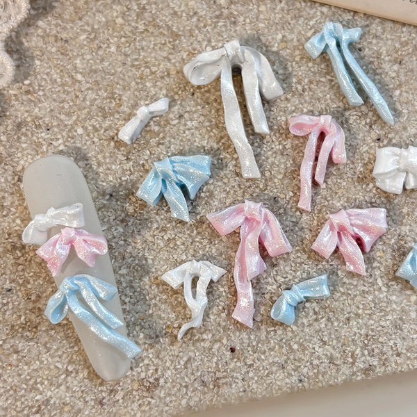 3D Soft Pearlescent Ribbon Bow Nail Decoration 50pcs