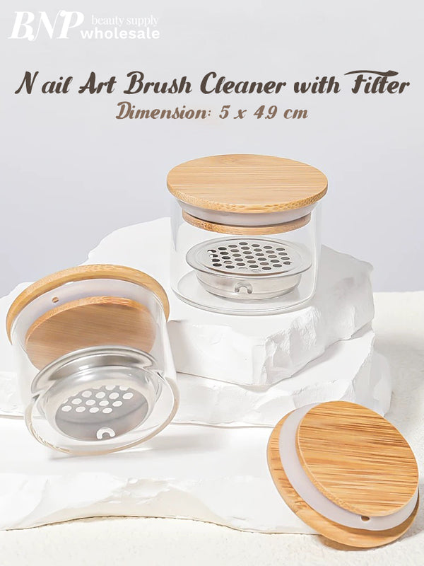 4 Types Nail Brush Cleanser Ceramic Jar