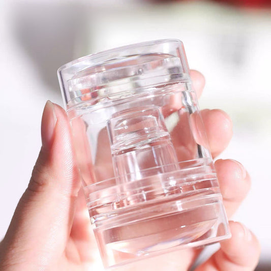 Upgrade Rotatable Stamping Kit French Tip Nail Art Stamper with Adjustable Pattern Size Clear Silicone Stamping