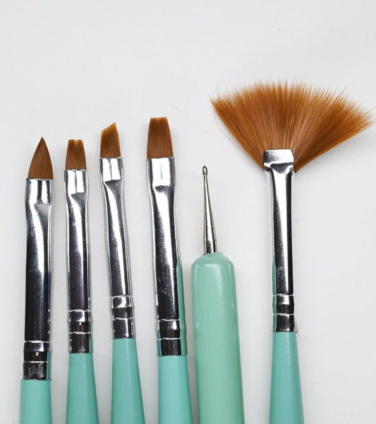 Gel Nail Brush Set of 6 (Tiffany Blue)
