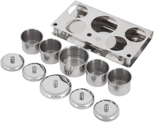 FILFEEL Nail Art Tools, 5pcs Stainless Steel Disinfection Case for Mini Powder & Liquid Set Cans Storage Box Compact Manicure Tools