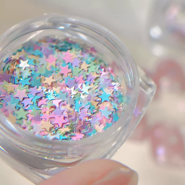 Macarons Nail Glitter Mini Stars Hearts mix style