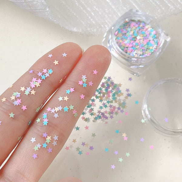 Macarons Nail Glitter Mini Stars Hearts mix style