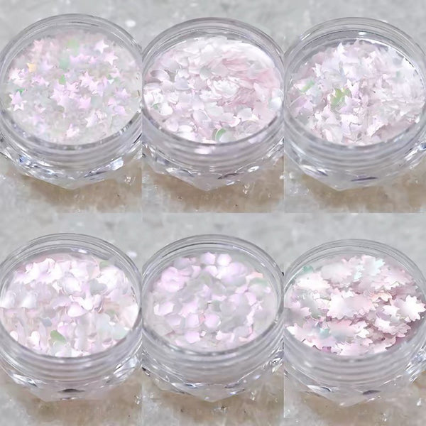 Nail Art Glitter Sequins, Aurora Pink Mermaid, Flower Petal Cherry Blossom Star Shapes