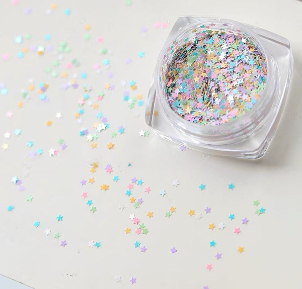 Macarons Nail Glitter Mini Stars Hearts mix style