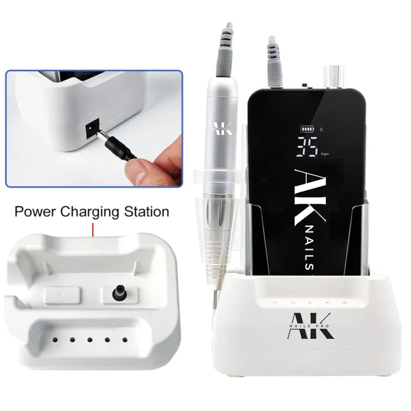 AK Nails power charging station with nail art machine and digital display
