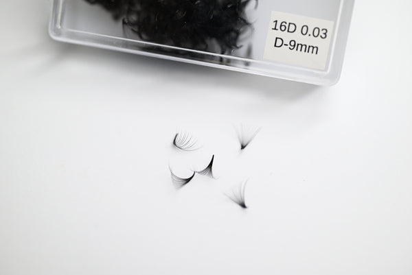 OceanLuxe Premade eyelash fans(500 fans/box)16D-0.03-D Curl