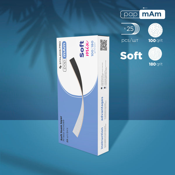 Disposable double-sided files papmAm Mix on soft foam layer EXPERT 20 100/180 grit (25 pcs) Staleks
