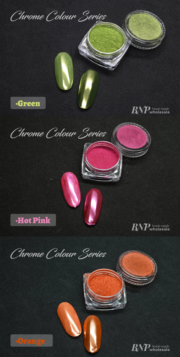 Neon Chrome Powder Set of 3 (Hot pink/Orange/Green Set)