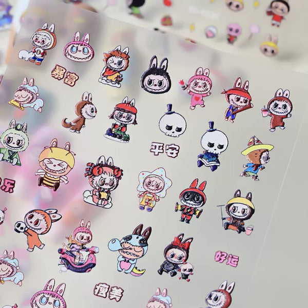 5D Labubu Zimomo Popmart Nail Art Stickers 5 types