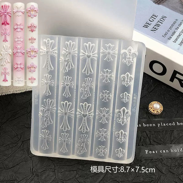 Chrome Hearts 3D Carving Silicone DIY Nail Mould Decoration