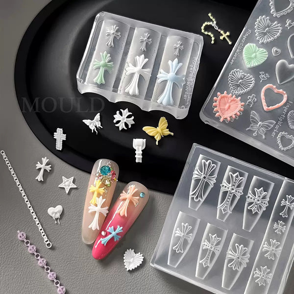 Chrome Hearts 3D Carving Silicone DIY Nail Mould Decoration