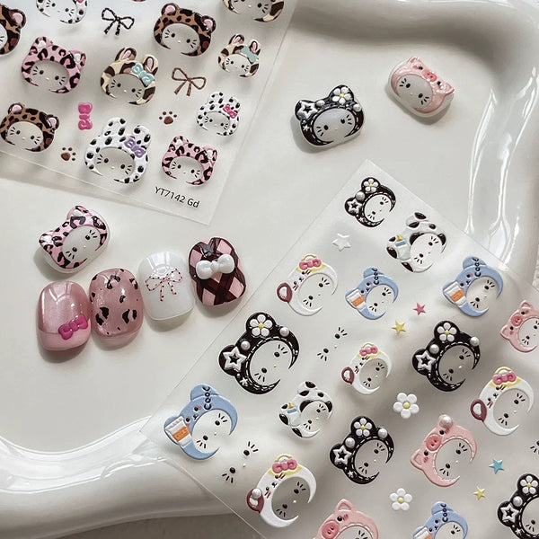 Y2K Sanrio Hello Kitty Leopard 5D Nail Stickers