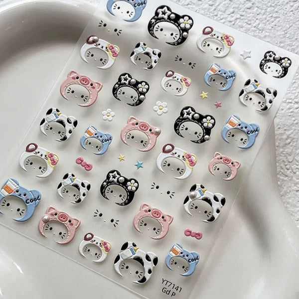 Y2K Sanrio Hello Kitty Leopard 5D Nail Stickers