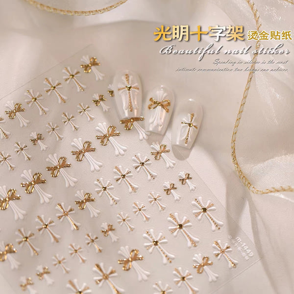 Gothic Style Black/Gold Nail Stickers Cross Sticker Decoration