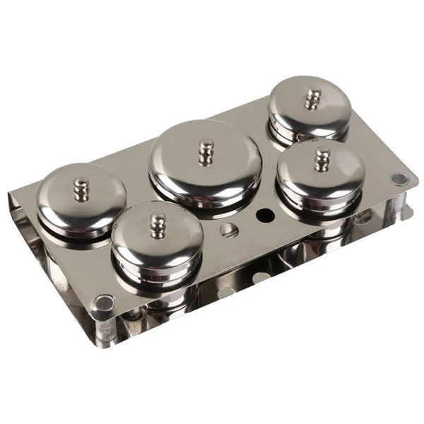 5Pcs Acrylic Powder Liquid Cup, Stainless Steel Powder Storage Box with Nail Brush Holder