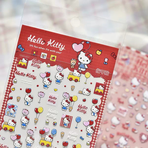 3D Sanrio Hello Kitty Kuromi Cartoon Nail Sticker