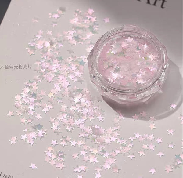 Nail Art Glitter Sequins, Aurora Pink Mermaid, Flower Petal Cherry Blossom Star Shapes