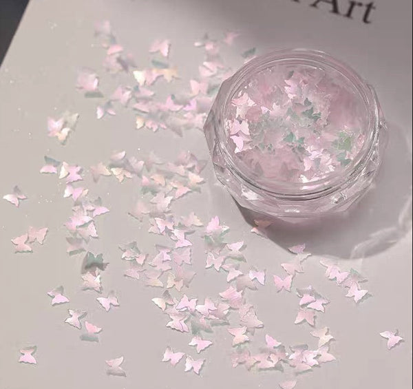 Nail Art Glitter Sequins, Aurora Pink Mermaid, Flower Petal Cherry Blossom Star Shapes
