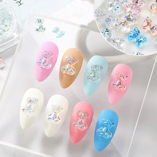 Reflection teddy bear nail decor