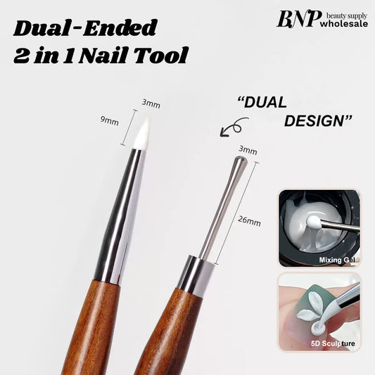 Dual Ended 2 in 1 nail tool Gel mixing & 5D mould sculpture