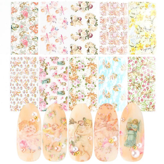 Cupid Style Floral Foil Paper Nail Art