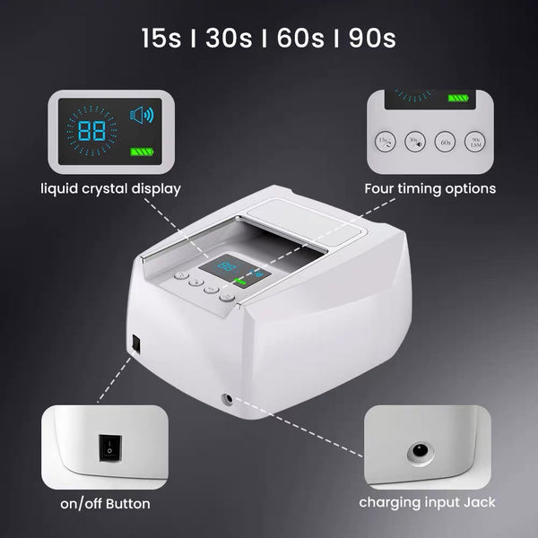 Portable Cordless UV/LED Nail Lamp with Carry Handle 126W | 4 Set Timers & LCD Display