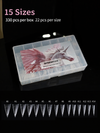 Omeain Pointed Extension Half Nail Tips 15 sizes 330pcs