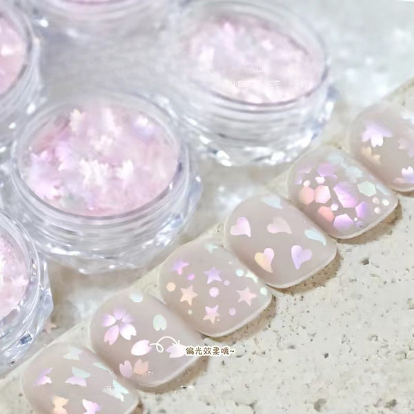 Nail Art Glitter Sequins, Aurora Pink Mermaid, Flower Petal Cherry Blossom Star Shapes