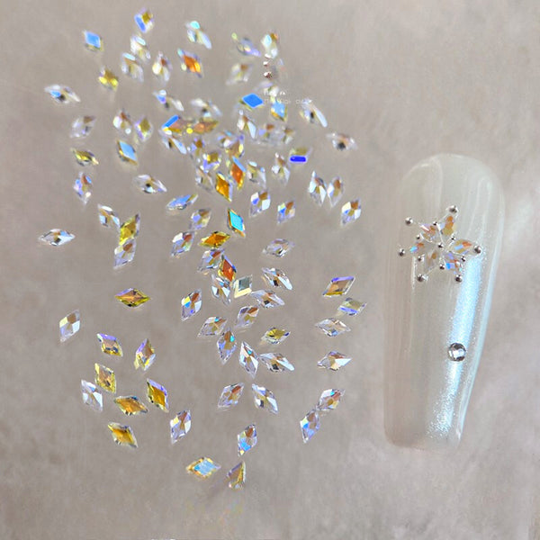 Rhombus-shapedflat back zircon nail art embellishments 50 pcs