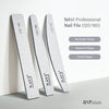 A set of three NAVI professional nail files with different shapes: rectangle, diamond, and comb. The files are marked with the grit size of 120/180 and the brand name NAVI.