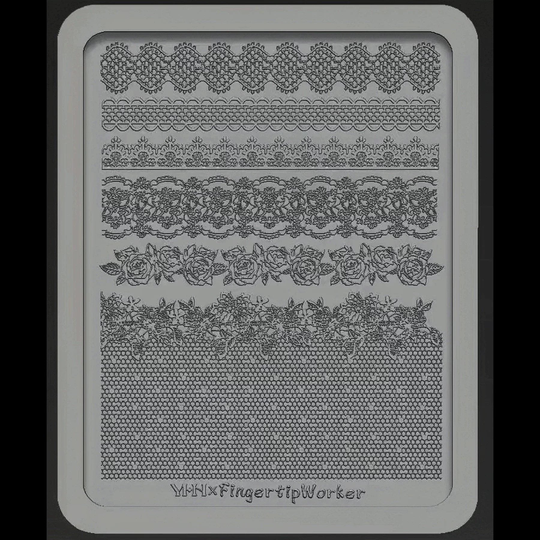 3D Lace & Rose Silicone Nail Mould