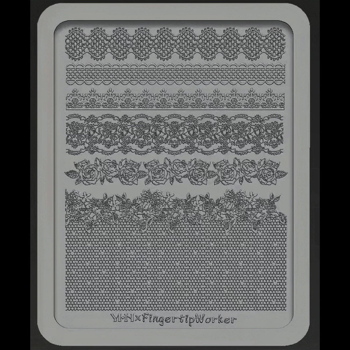 3D Lace & Rose Silicone Nail Mould