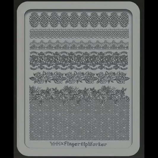 3D Lace & Rose Silicone Nail Mould