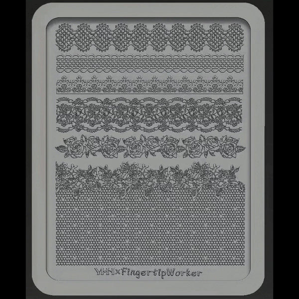 3D Lace & Rose Silicone Nail Mould