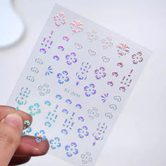 Decorative Nail Sticker Silver - Snowflake, Butterfly