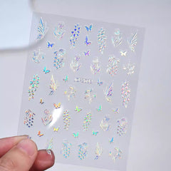 Decorative Nail Sticker Silver - Snowflake, Butterfly