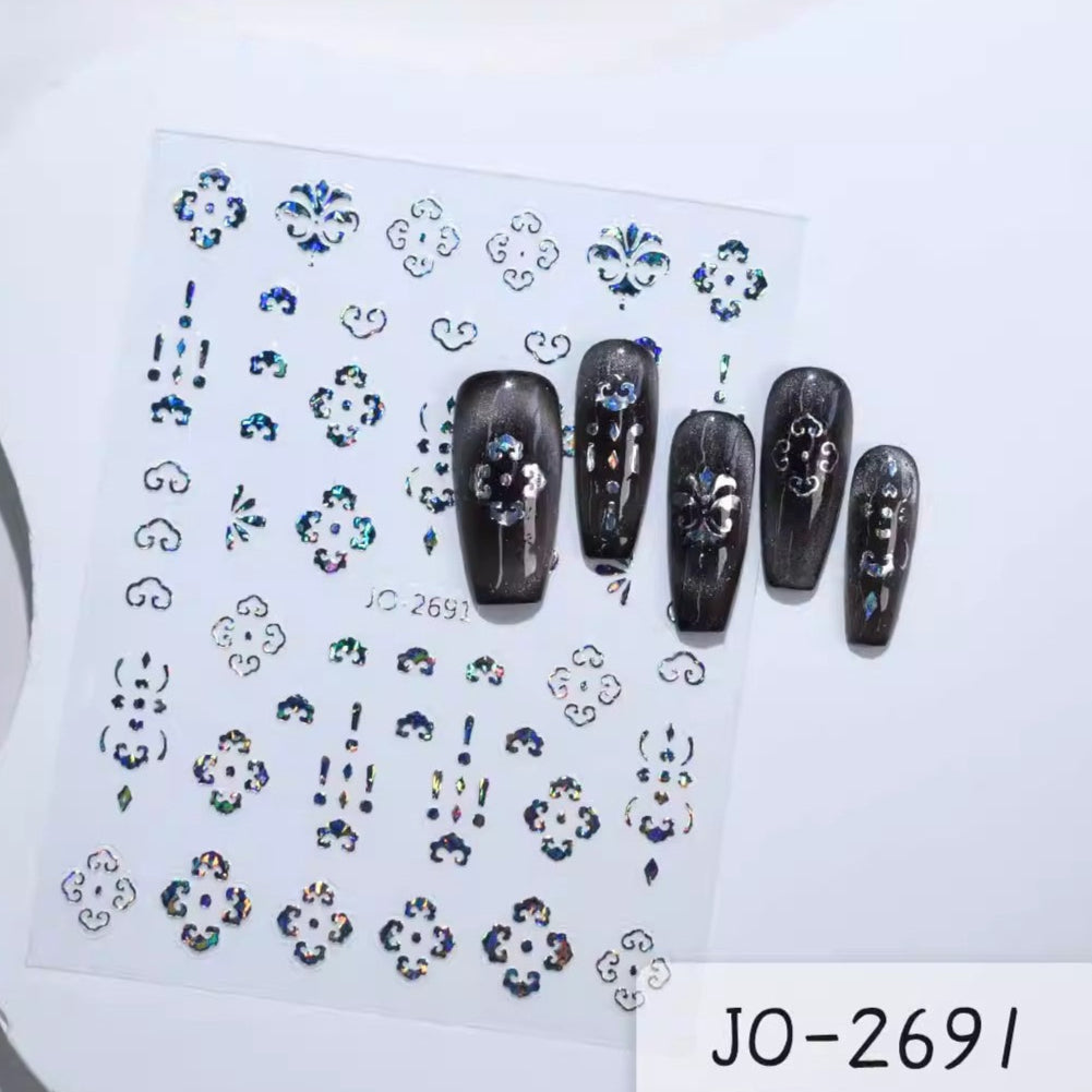 Decorative Nail Sticker Silver - Snowflake, Butterfly