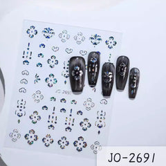 Decorative Nail Sticker Silver - Snowflake, Butterfly