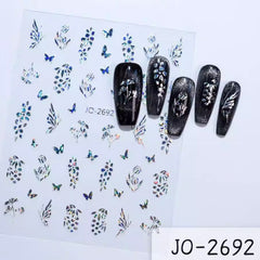 Decorative Nail Sticker Silver - Snowflake, Butterfly