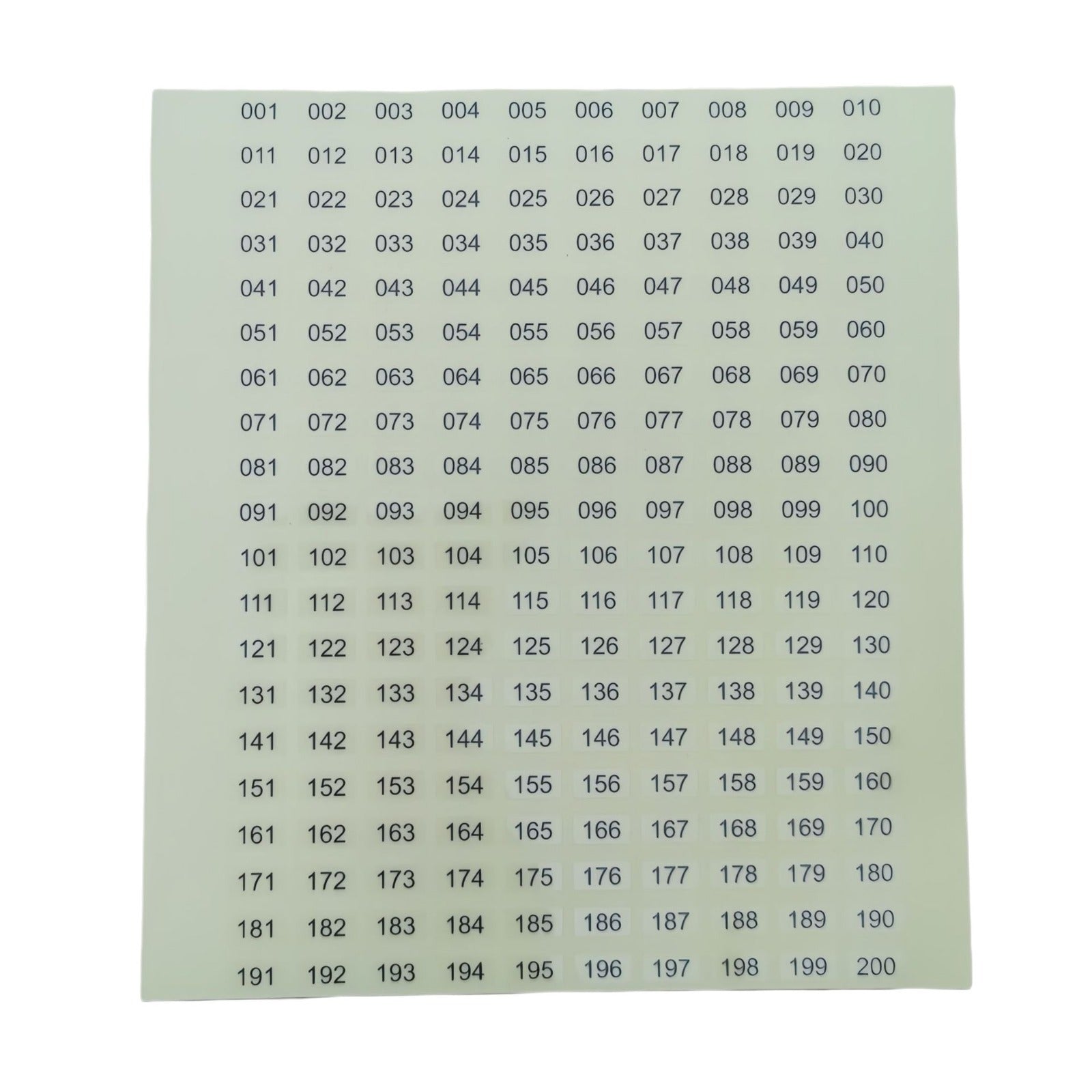 Number Sticker 0.5 x 1 cm #1-#400