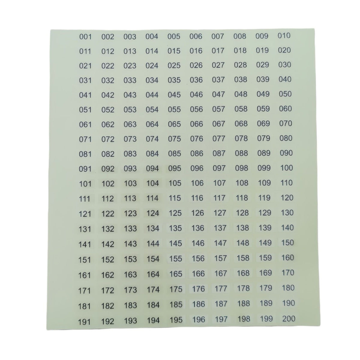 Number Sticker 0.5 x 1 cm #1-#400