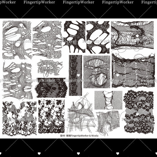 XL Vintage Lace Abstract Veil Stamping Plate for Nail Art | Fingertip Worker (with scraper)