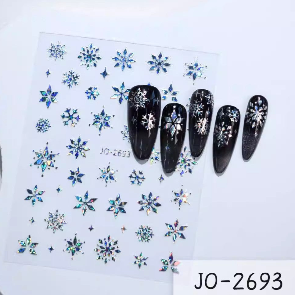 Decorative Nail Sticker Silver - Snowflake, Butterfly