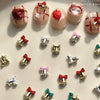 4pcs Red/Green/Gold/Silver Christmas bell with bowtie Nail Decoration Charm