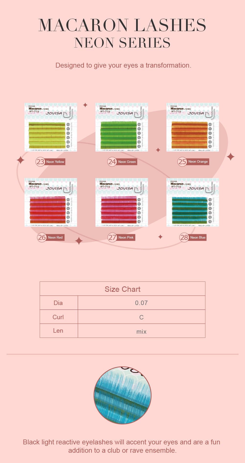 [Jovisa] Macaron Lashes 0.07 Mix Length｜Neon Series