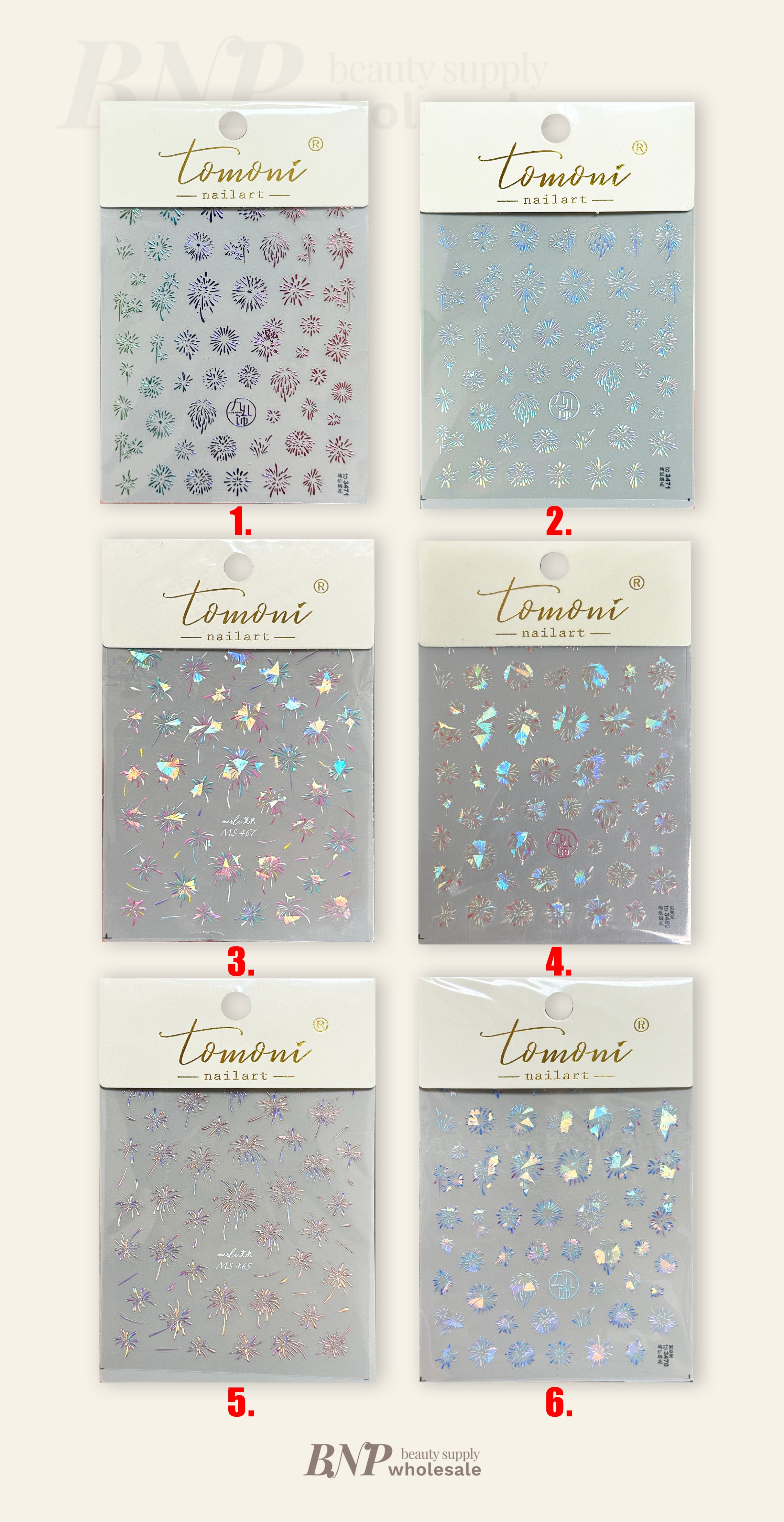 [generic] Fireworks Nail stickers (6 styles)