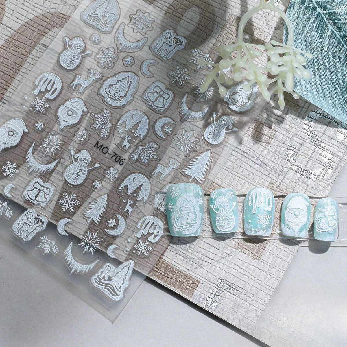 [generic] White Nail stickers (8 styles)